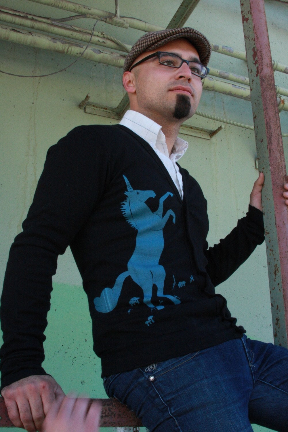 Unicorn Cardigan in Black - Unisex
