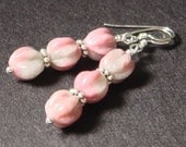 fun stacked earrings // textured round rhodonite