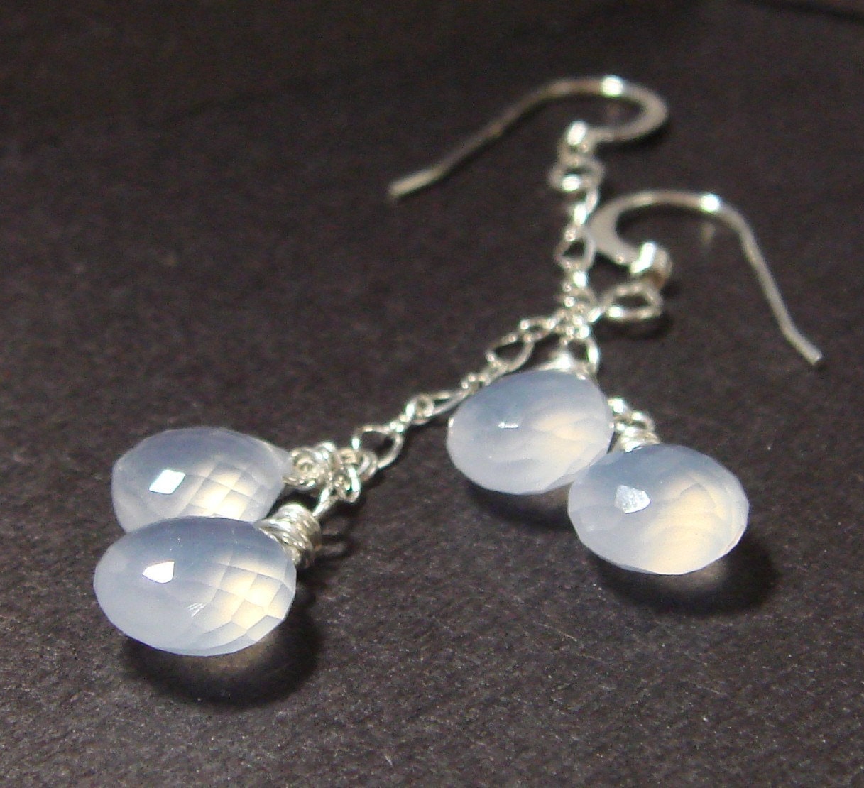 bedazzle.  grade aa.  dangling chalcedony pairs earrings // bridal bridesmaid jewelry