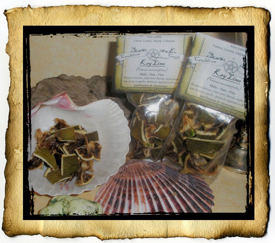 Key Lime Peel 1.5 oz - organic dried herb - protection, love, cleansing, jinx breaking spells