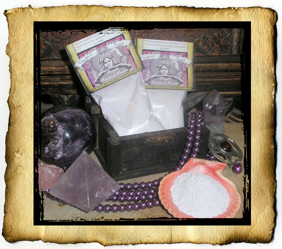 Purple Patchouli Mojo Powder 2 oz - for love, lust, strength, earth energy