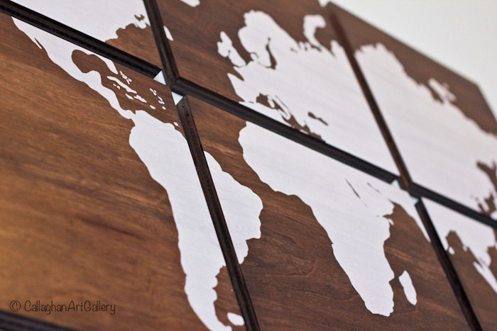 The Wood Grain World Map Screen Print Collection II