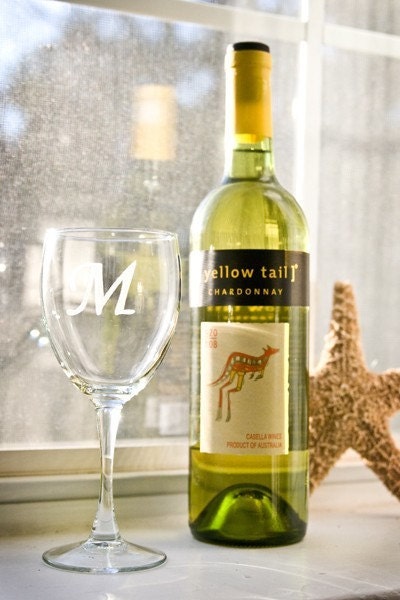 8 Monogrammed Wine Glasses