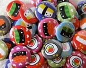 Sushi Buttons, Kawaii Sushi Pinback Buttons (set of 24) Kawaii Party Favors, Sushi Pins, otaku gift