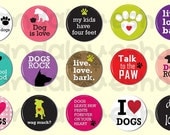 15 Dog Lover Animal Pinback Buttons - 1 inch Pin Button Badges