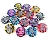 Keep Calm Humor in Animal Print - Set of 15 - Pinback Buttons - Keep Calm Buttons