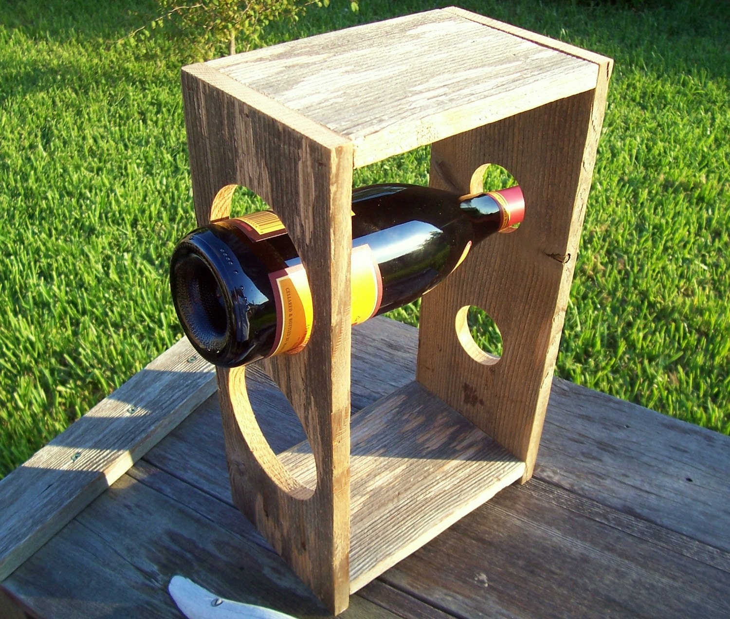 Rustic Wine Rack Made from Reclaimed Fencewood
