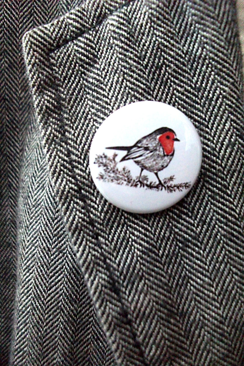 Set of Four Pinback Buttons - Birds or Sea Creatures