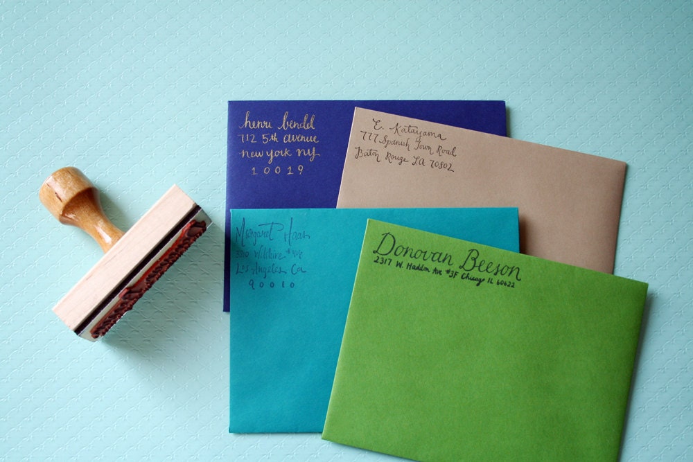 Personalized Custom calligraphy return address rubber stamp