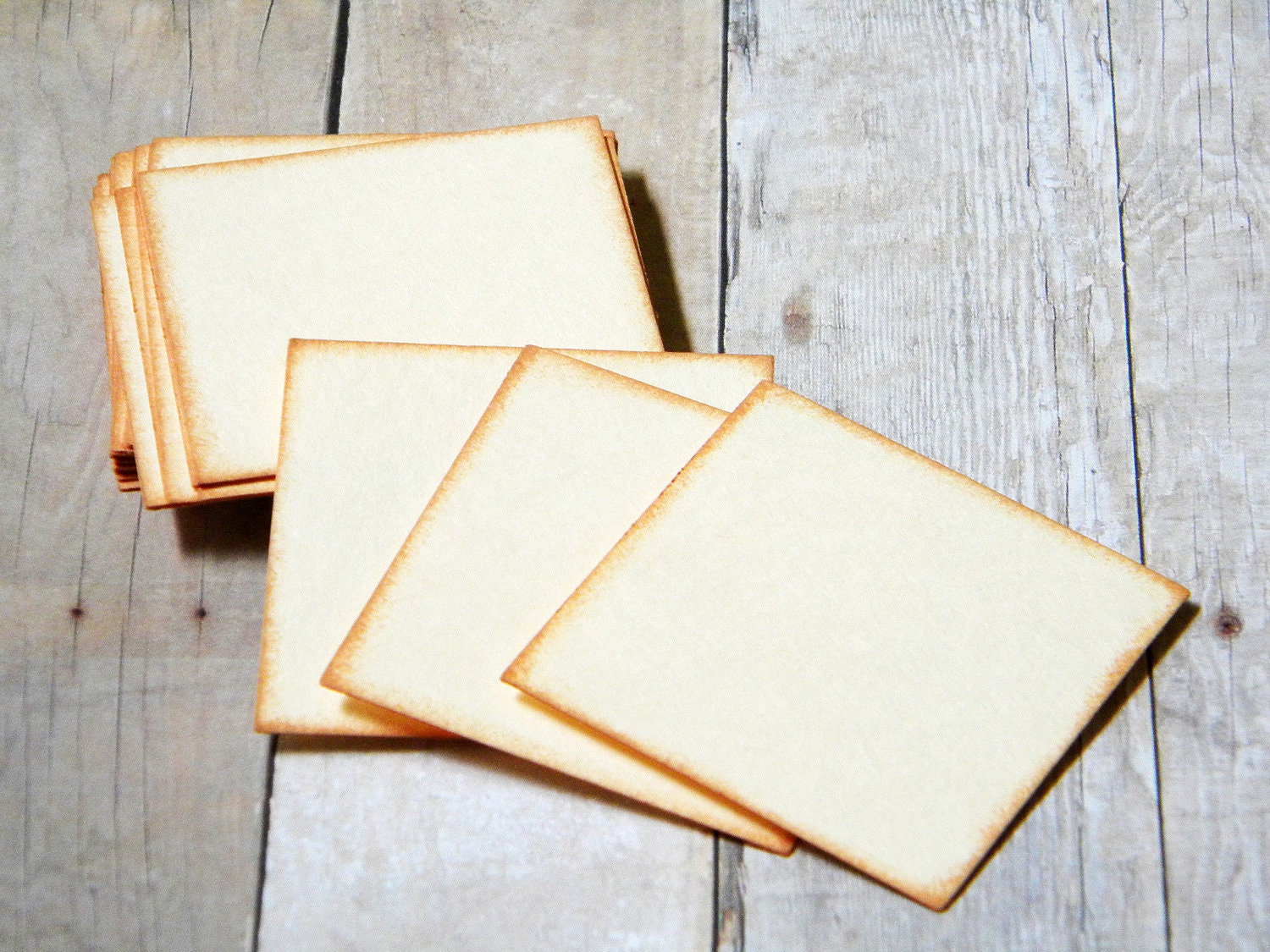 Distressed Manilla Blank Cards Tags Journaling Spots Place Cards Escort Cards Set of 50 appox 1.75 x 1.75