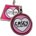 Pink Hearts Silver Custom Pet ID Tag