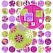 INSTANT DOWNLOAD Modern Chic in Purple Digital Collage Sheet - 1 Inch Round Circles
