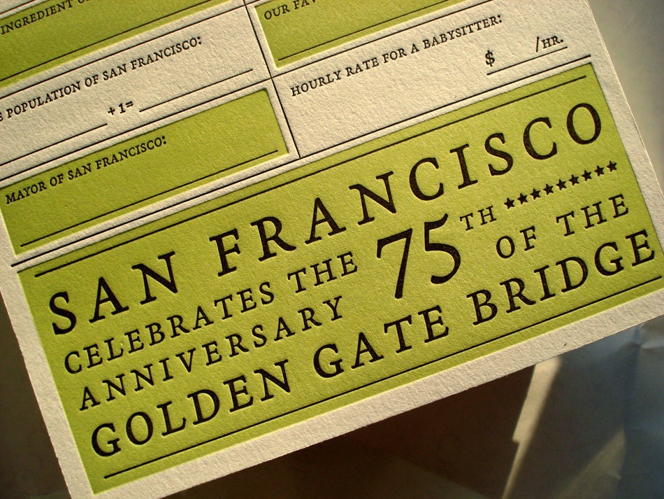 San Francisco Card Letterpress 2012 Year You Were Born