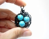 Pendant The Black Nest With Robbins Eggs Blue Eggs