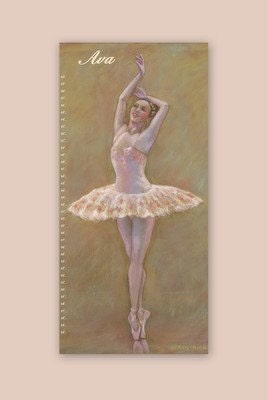 Ballerina Growth Chart, Canvas Growth Chart, Childrens Growth Chart,  Personalized Growth Chart, Wall Growth Chart, Ballerina Decor