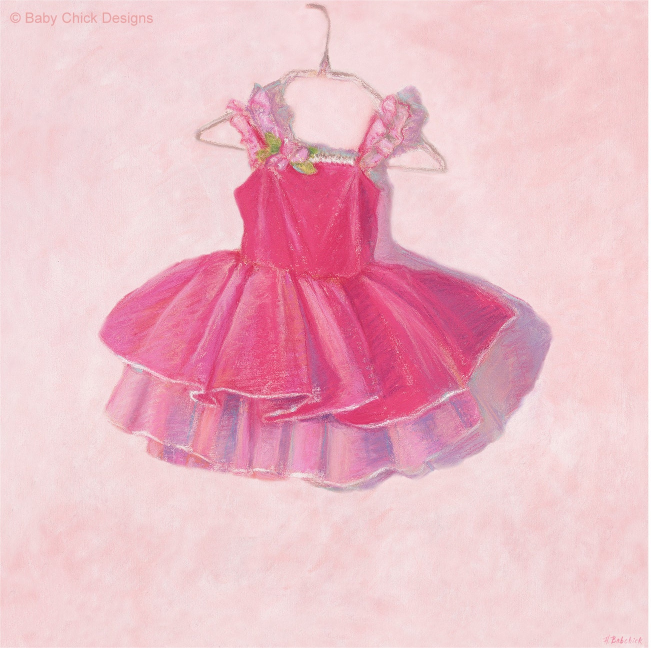 Ballerina Tutu Dress Art Print 12x12 Pink, Ballerina Wall Art, Ballerina Canvas Art, Ballerina Decor