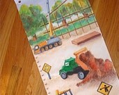 Construction Growth Chart, Canvas Growth Chart, Childrens Growth Chart, Personalized Growth Chart, Boy's Growth Chart