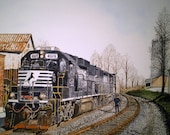 THE NOON TRAIN - Print made from the Original Watercolor by Michael Joe Moore