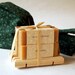 Custom gift set of handmade Sacred Suds essential oil soaps - pick two soaps.  Includes wooden self-draining soap dish and gift wrap.