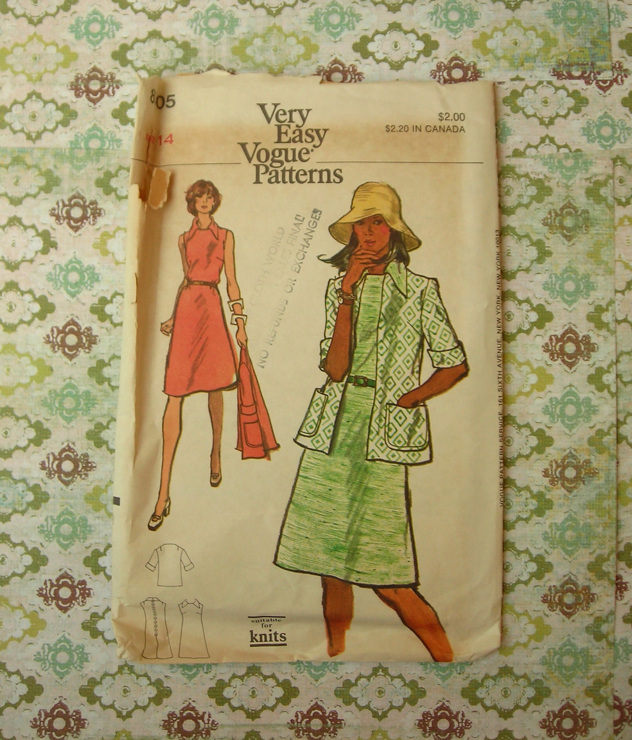 vintage pattern vogue 8505 - misses' dress and jacket 1970's - Now 25% off