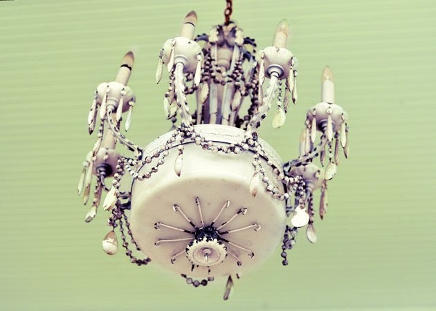 Chandelier Photo - Velvet Days 4x6 Shabby Chic Photograph - Mint green quirky modern print