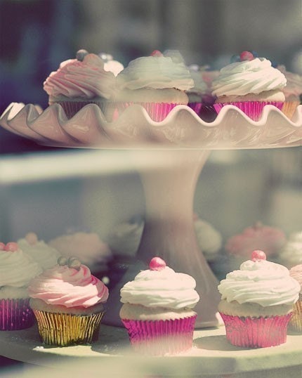 Cupcake Photo - Sweets 5x7 Photograph - bakery cafe decor Shabby Chic Food Photography print pink violet Gift For her Under15