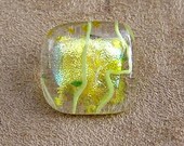 Handcrafted Glass Buttons Fused Yellow Gold Dichroic Set of 4