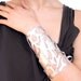 Leather Lace Cuff- Bird in Flight Lace Silhouette Bracelet- In Silver