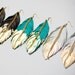 Feather Earrings - Leather Feather Jewelry - Dipped in Gold - Ivory White Leather