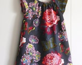 Romatic Little Girl Tunic Dress / Navy Secret Garden and Butterflies / 6 months,12 months, 2t, 3t, 4t, 5t, 6y by PerryFinalia