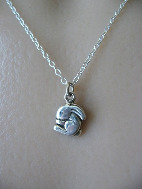 Bunny Charm Necklace, Bunny Necklace, Rabbit Necklace, Child Necklace, STERLING SILVER, Rabbit Jewelry, Bunny Pendant