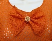 Marigold Handmade orange vintage lace top