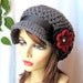 Gray Teens Womens Hat, Slouchy Newsboy, Black, Red, Pearl, Flower, Ribbon, Wedding Gifts, Birthday Gifts, Photo Prop,JE270NRFSL2