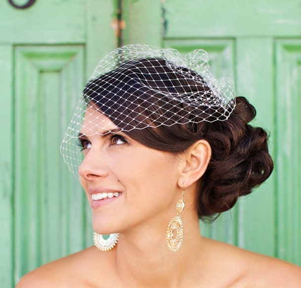 modern classic birdcage veil