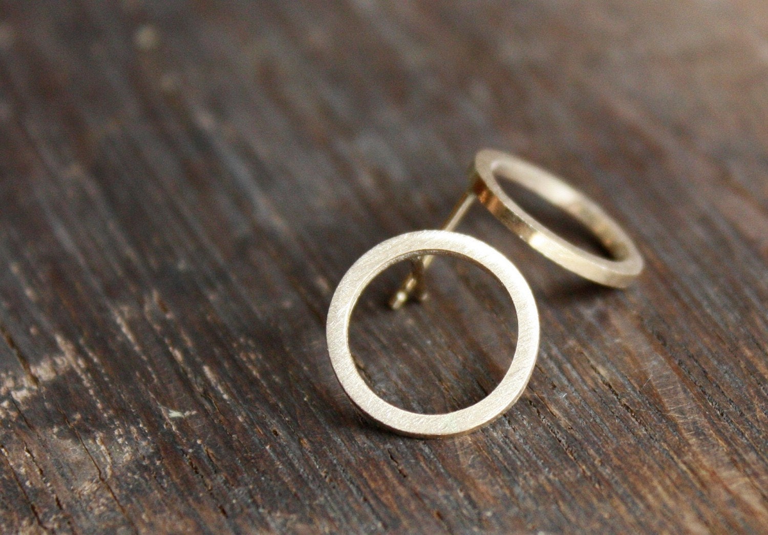 recycled 14K yellow gold post earrings- the circles