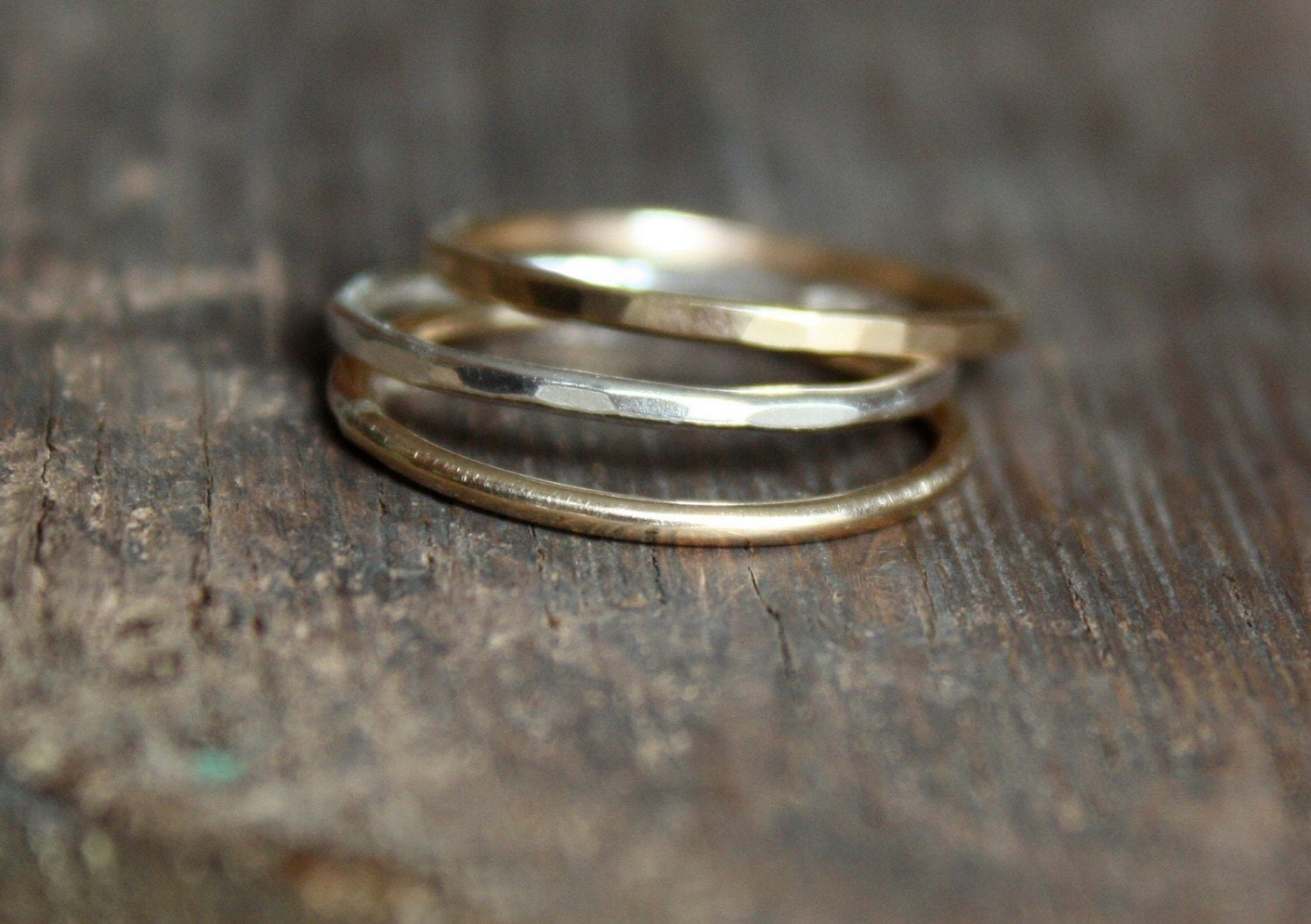 gold and recycled silver ring stacker- the mini stack