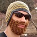 yellow and gray striped bearded beanie - S/M