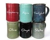 Set of 8 YOU CHOOSE COLOR-- Large Mugs-- Hand crafted ceramic pottery--  16 oz coffee, cocoa, tea or iced drink cup