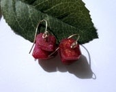 Ruby Moonstone and Gold Drop Earrings - Isabella