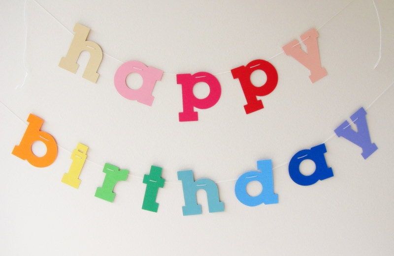 Happy Birthday garland in Rainbow