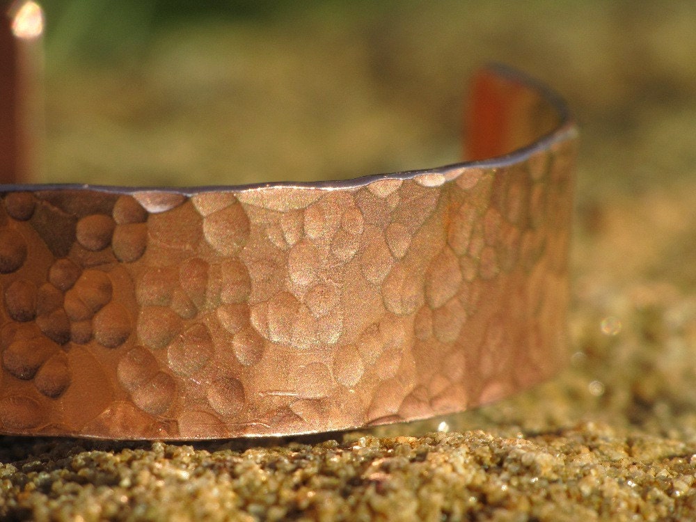 Hammered Copper Cuff Bracelet - Hand Forged,  Hammer Textured, Size XS to S, Extra-Small to Small, Petite