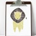Leo Lion Illustration - Safari Collection, Nursery Art, Kids Wall Art - Free US Shipping