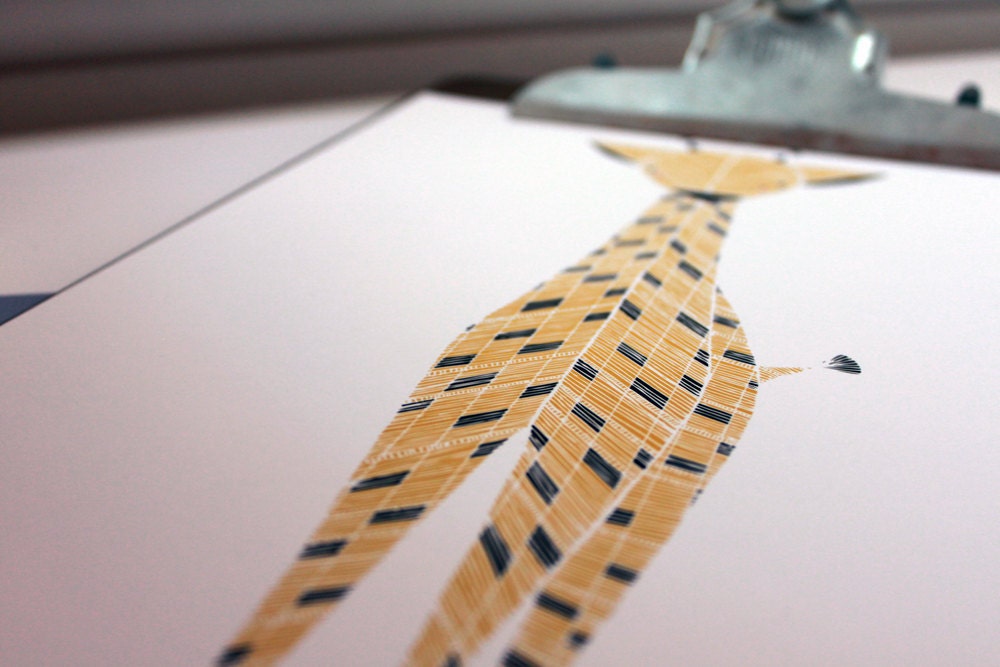 Gemma Giraffe Illustration - Safari Collection, Nursery Art, Kids Wall Art - Free US Shipping