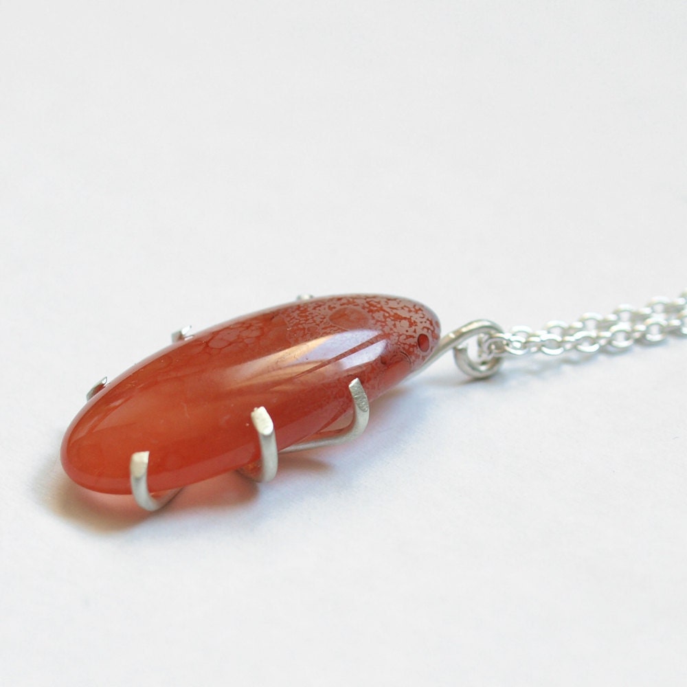 orange agate necklace in sterling silver