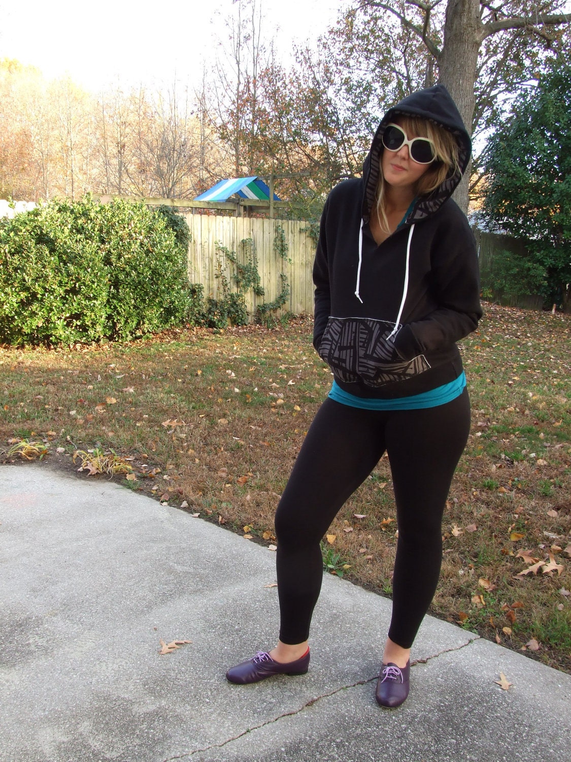 Black and grey tribal print hoodie