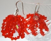 OOAK Swarovski Crystal Crocheted Sterling Silver Earrings - by timA - Ready to Ship - 0024