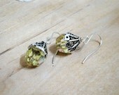 Swarovski Crystal Sterling Silver Wire Wrapped Earrings Yellow Ball - by timA - Ready to Ship - Gifts for her