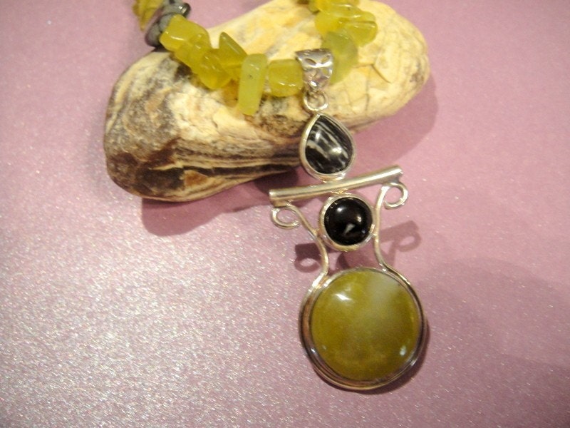 Monlight Becomes You Lemon Citrine and Snowflake Obsidian Necklace