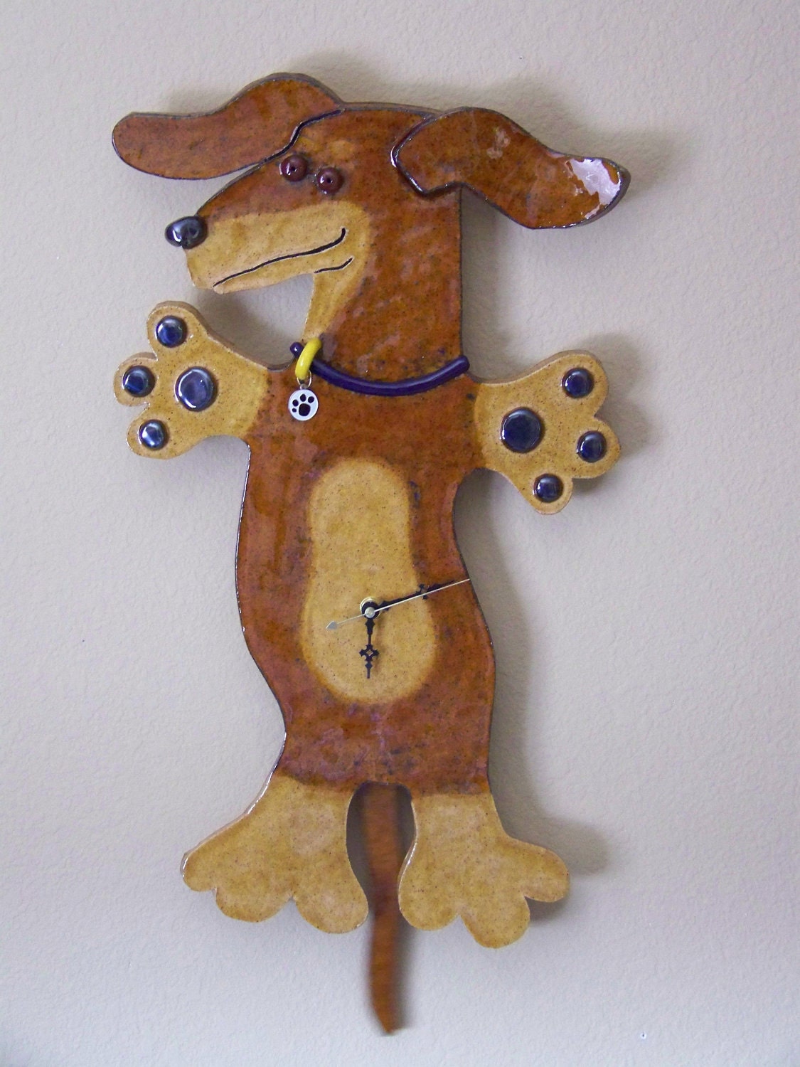 Short Haired Amber Dachshund Pendulum Clock Item C1117