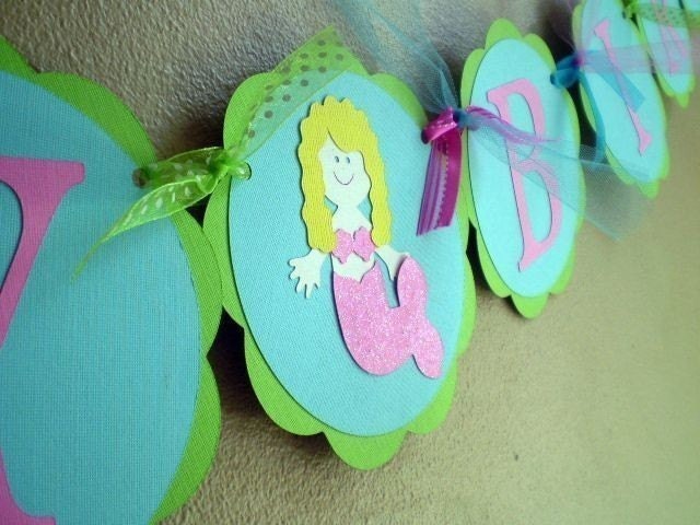 Mermaid Party - Happy Birthday Banner - Melinda